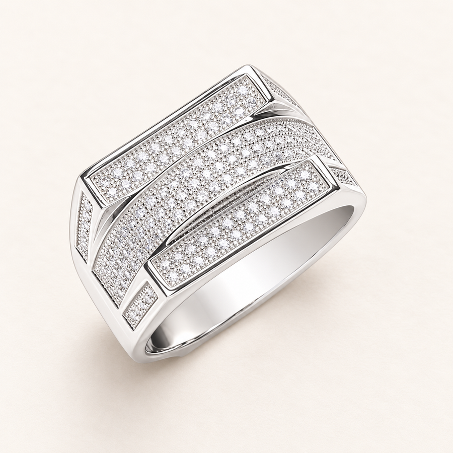 925 sterling silver Micro Pave' Cz Gents Ring