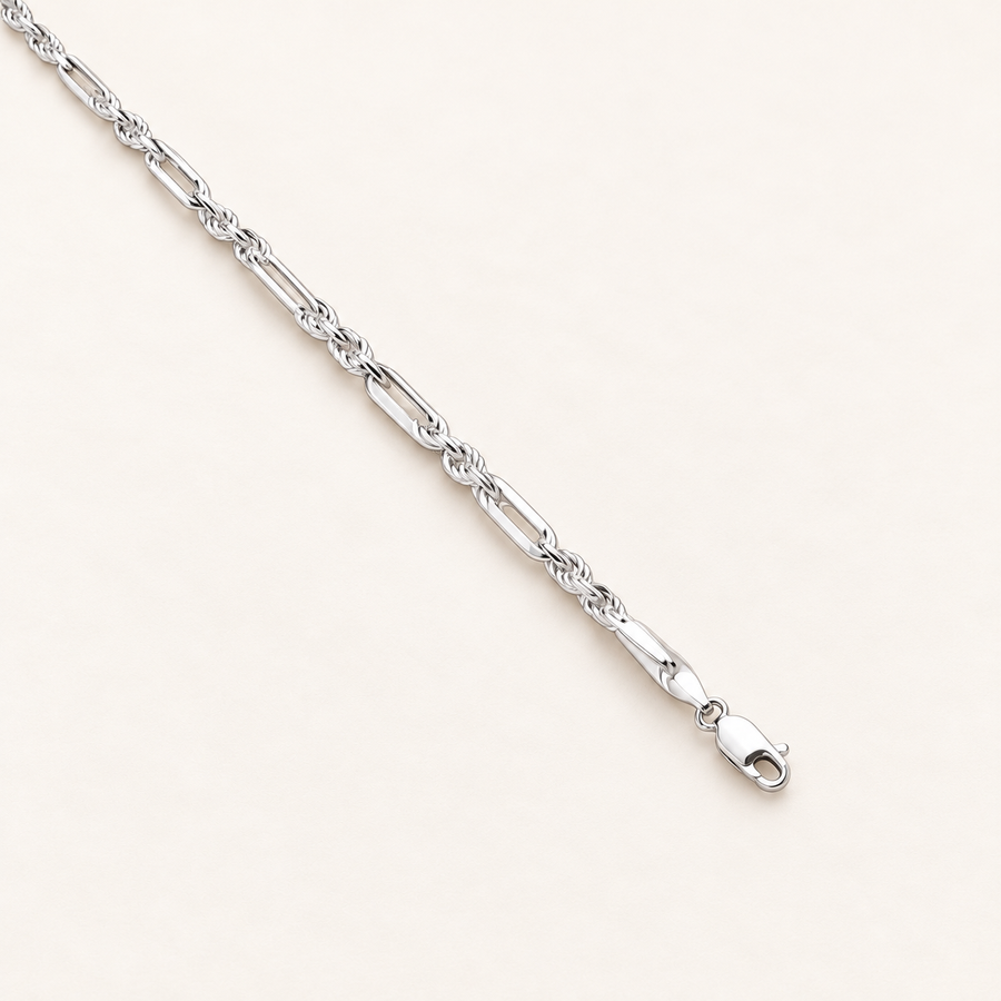 925 sterling silver 4.7mm Rope &amp; Open Elongated Link Chain