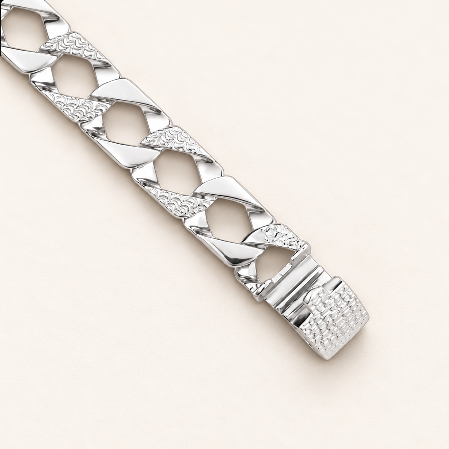 Bracelet Maillons Côtelés — argent