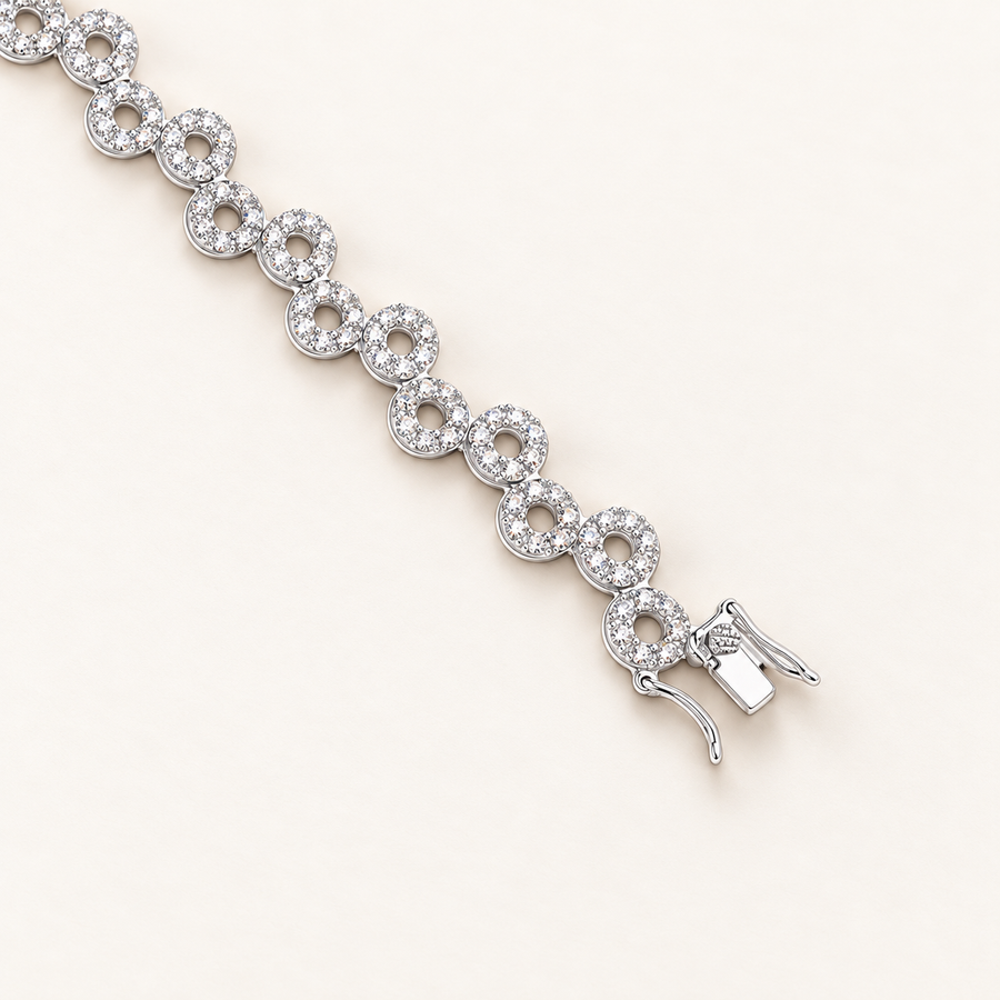 Zirconium oxide fancy bracelet — 925 sterling silver