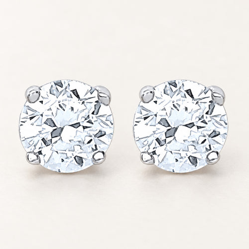 Silver Brilliant Cut Cz 6mm Claw Set Stud Earrings