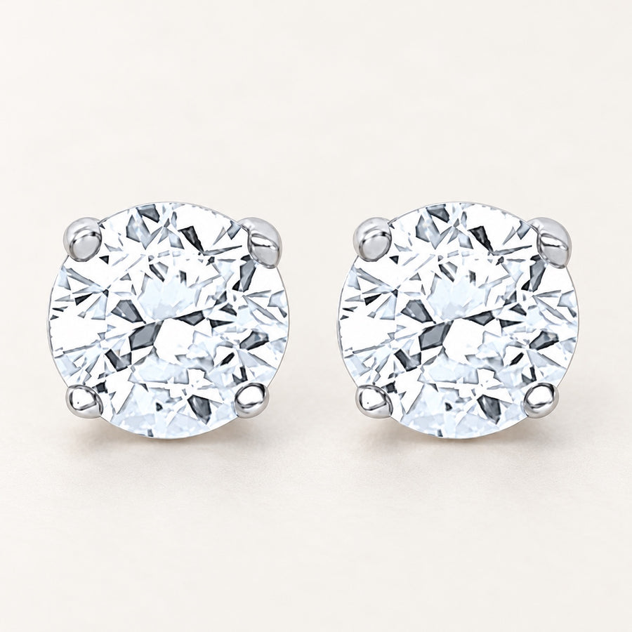 Puces d’oreilles en argent 925 et zirconium, serti griffes, 6 mm