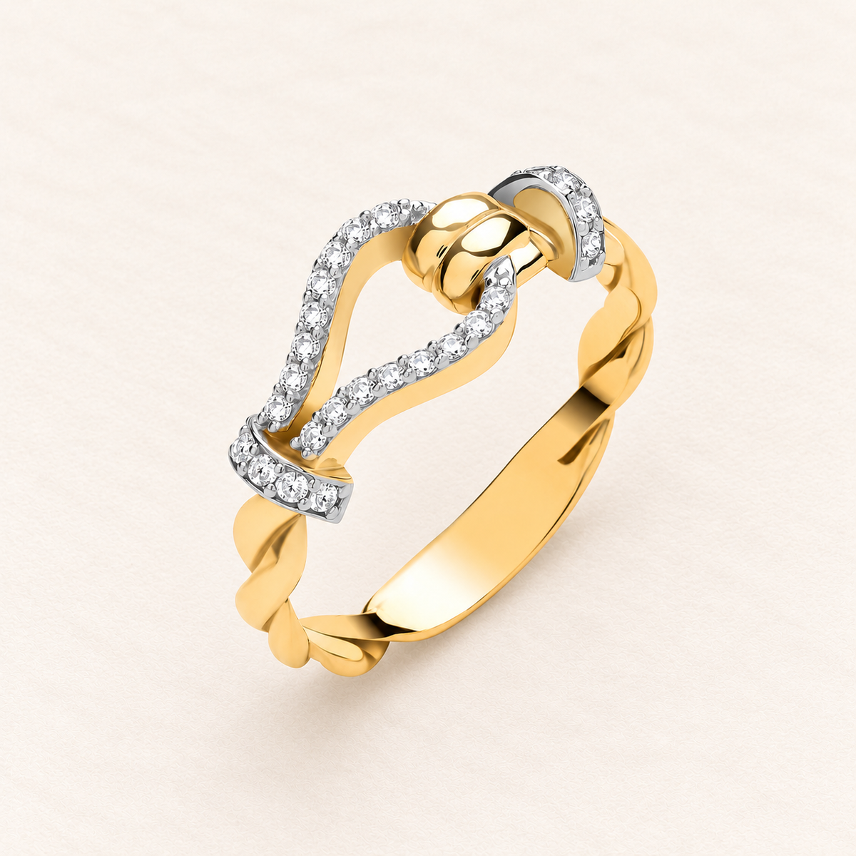 Bague Entrelacs — or jaune 9 carats et oxydes de zirconium