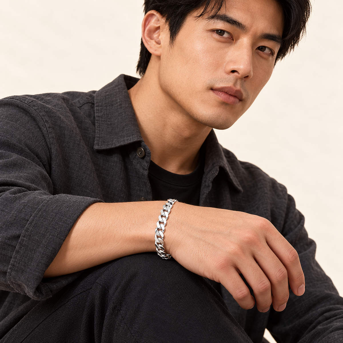 Bracelet Gourmette 7,4 mm — argent