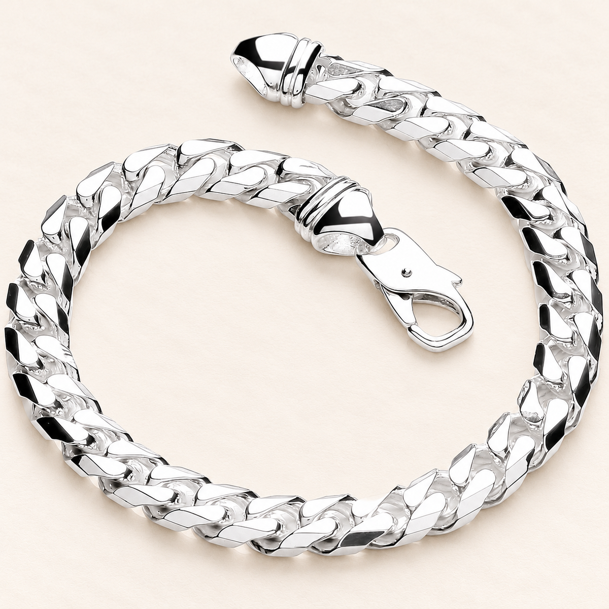 Curb 9,5 mm Bracelet — silver