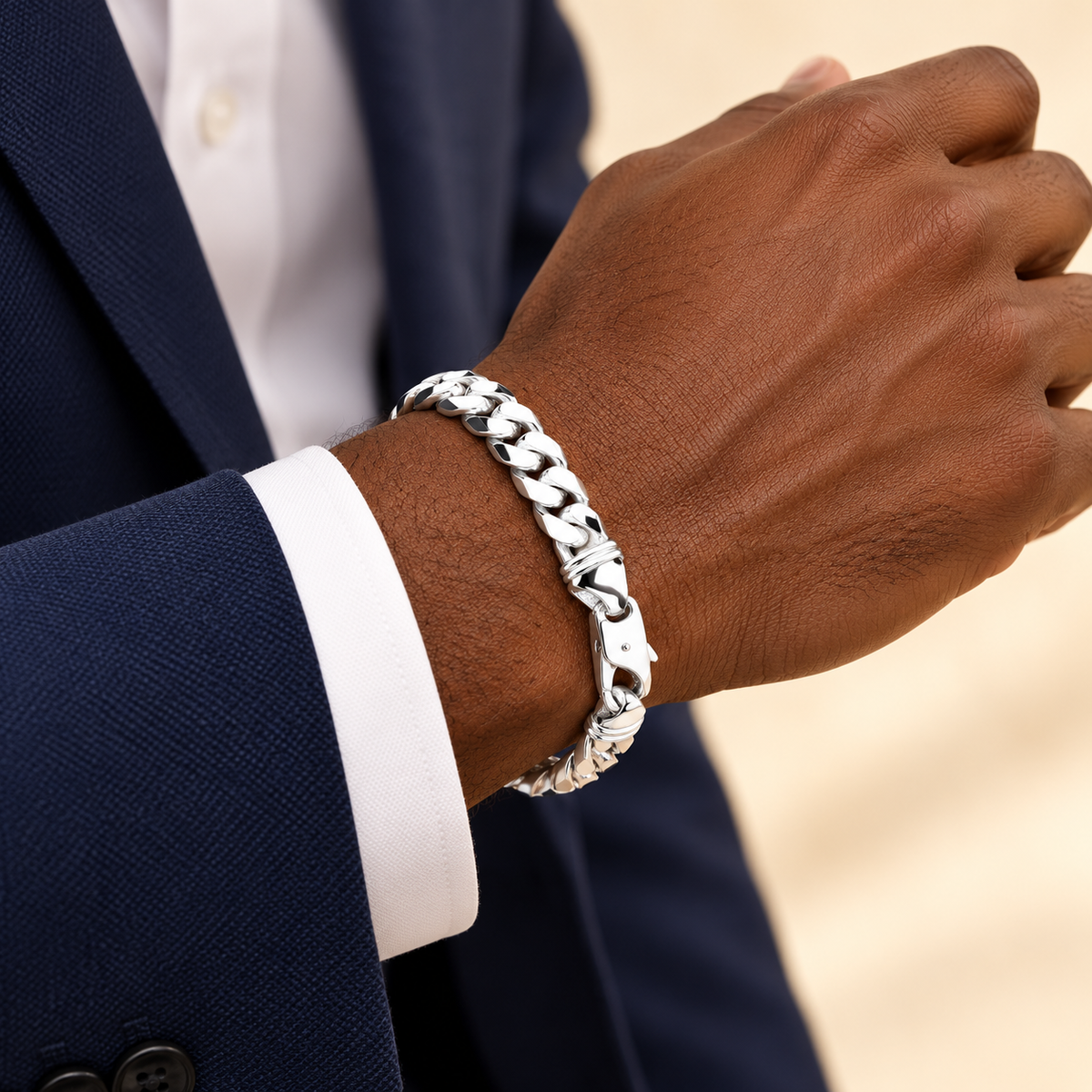 Curb 9,5 mm Bracelet — silver