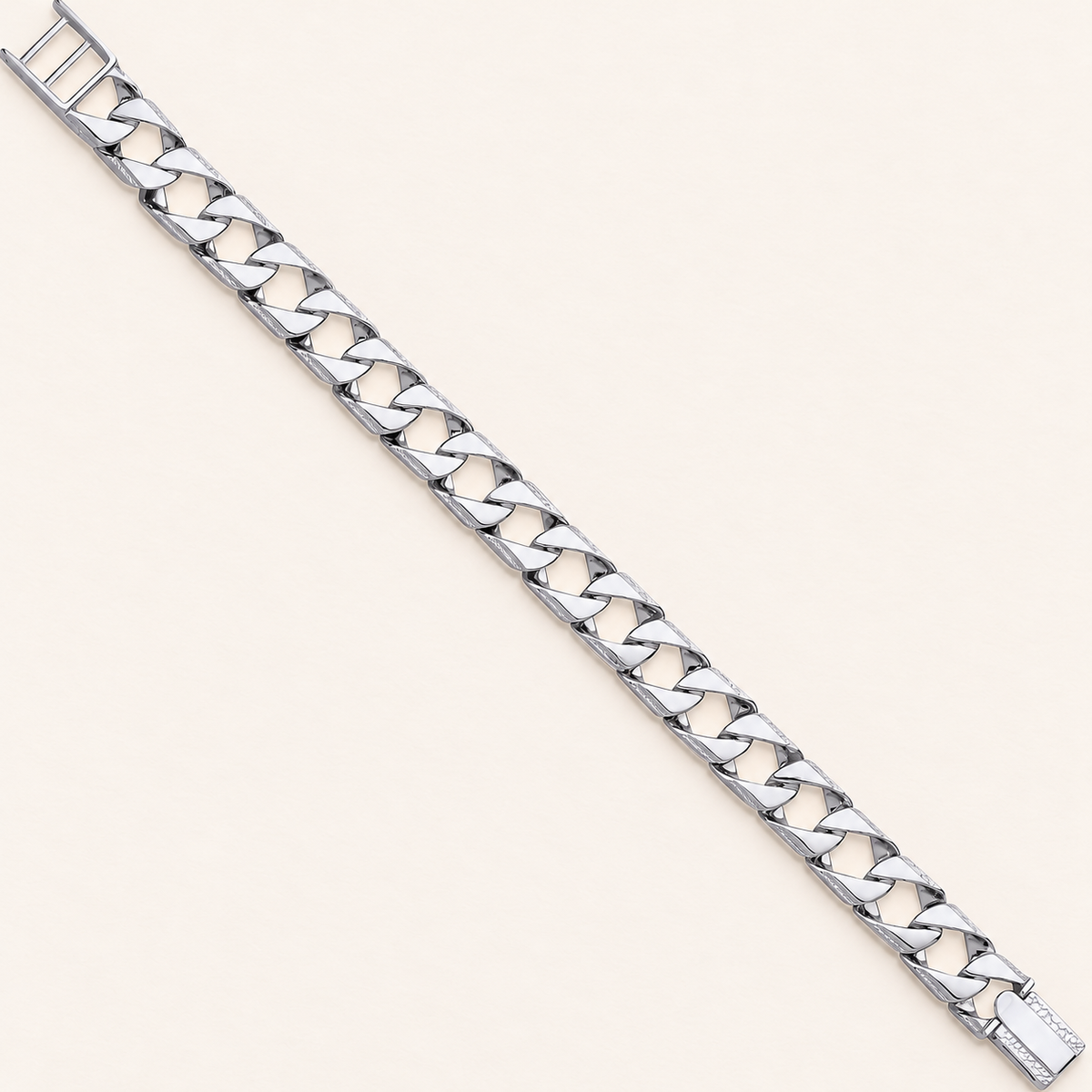 Bracelet Maille Sculptée 12 mm — argent