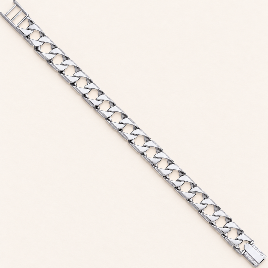 Bracelet Maille Sculptée 12 mm — argent