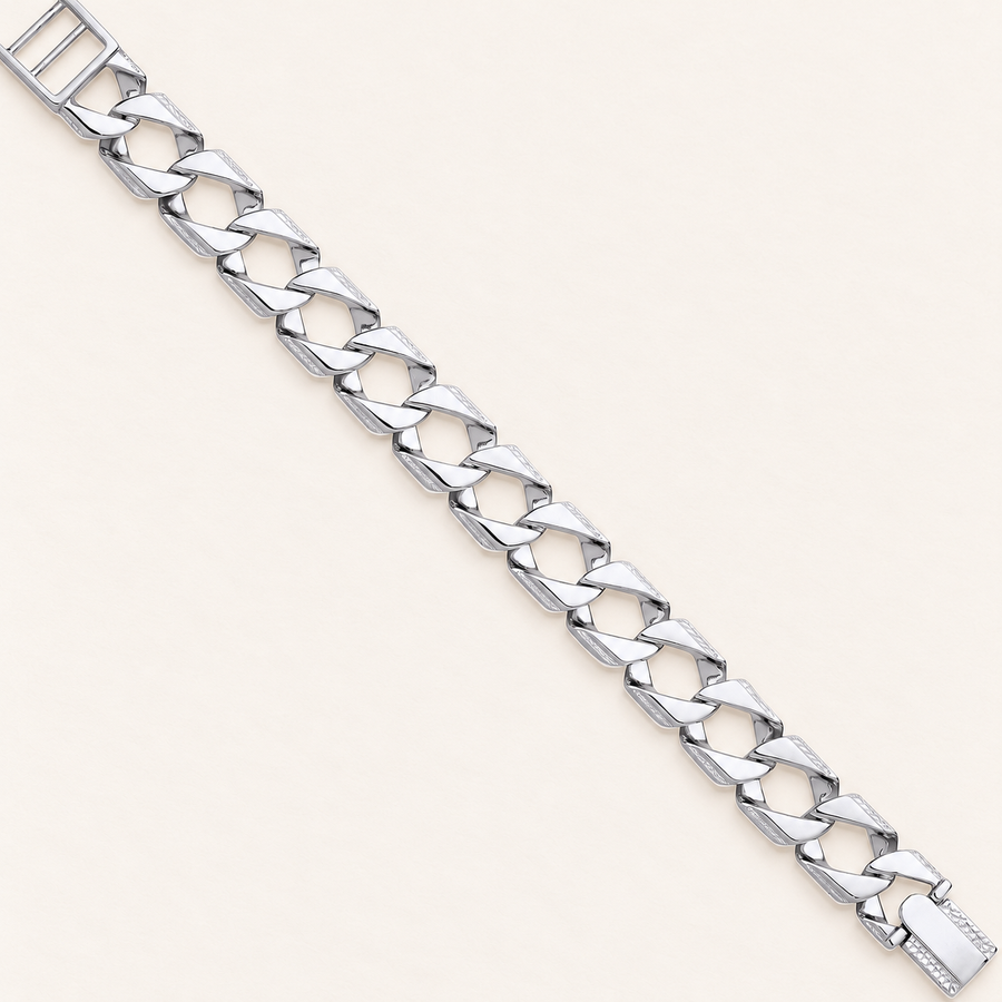 Bracelet Maille Sculptée 15 mm — argent