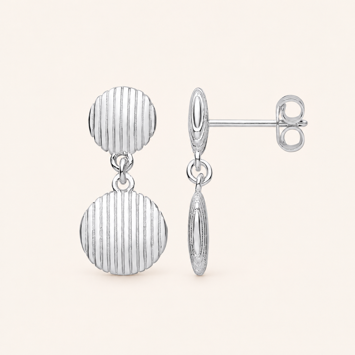 Boucles Duo Côtelé — argent