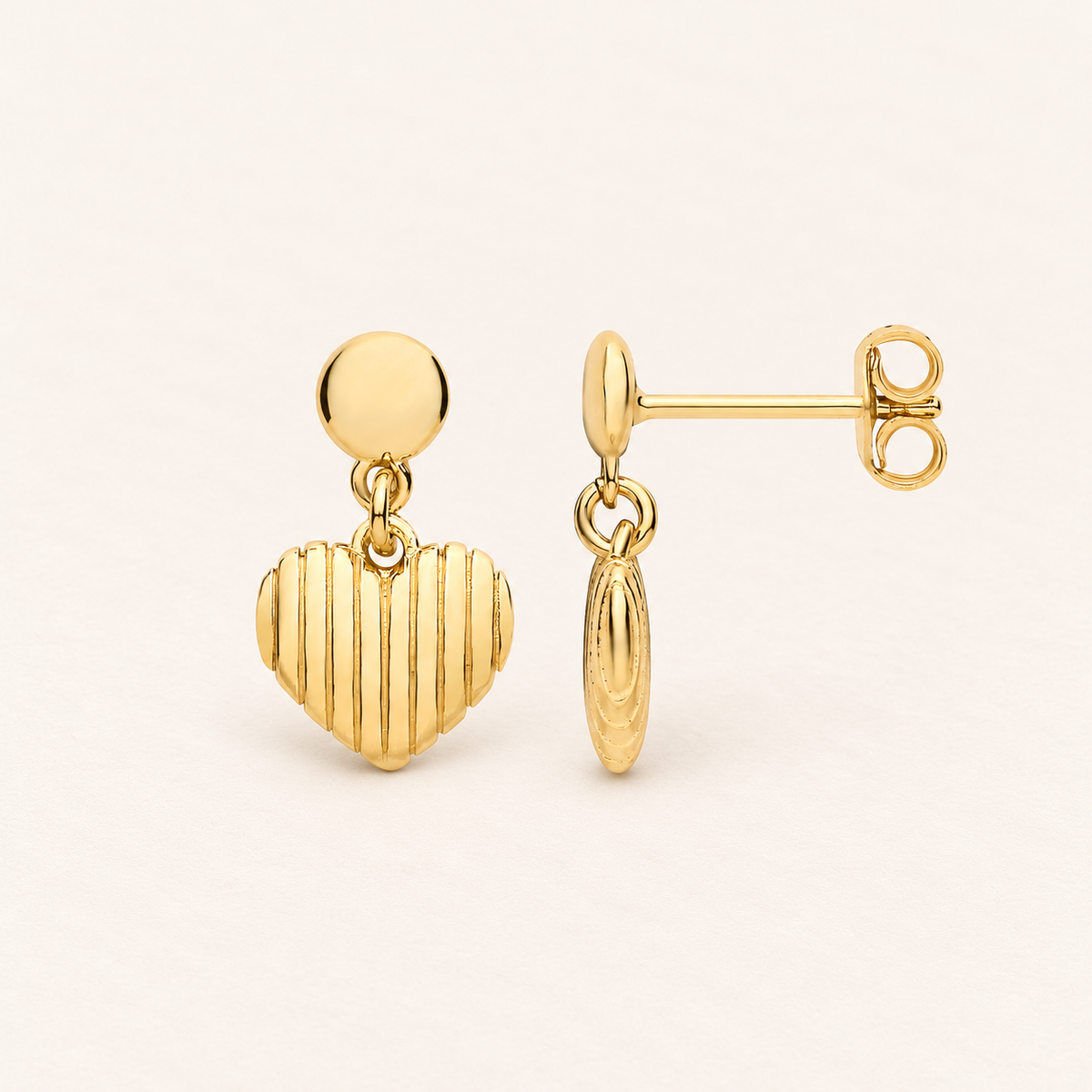 Boucles Cœurs Côtelés — argent doré