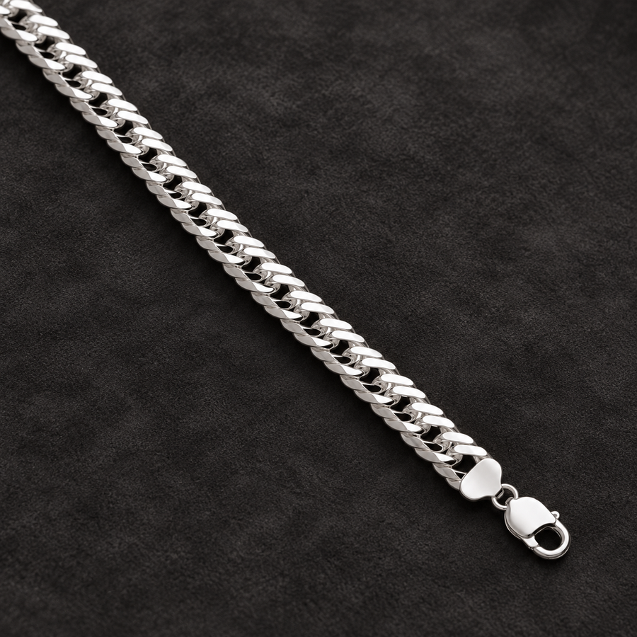 Bracelet double maille gourmette en argent 925