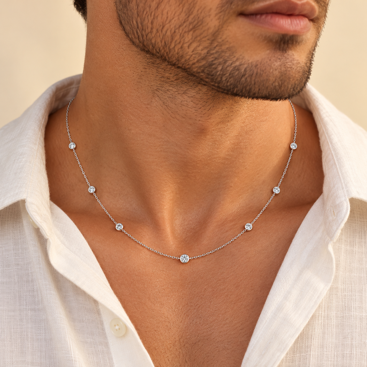Timeless Elegance Silver and Zircon Necklace — Illustrative styled view
