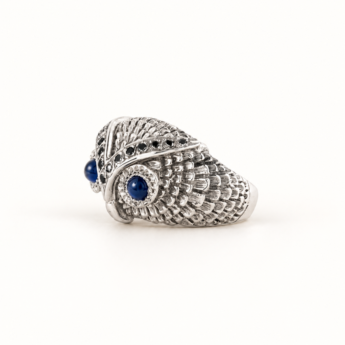 Owl Ring — Sterling Silver, Blue Edition