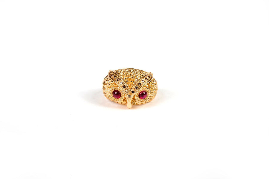Les Veilleurs — Hibou en or, diamants et yeux rubis