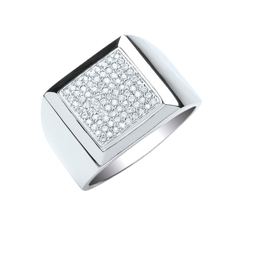 Silver Gents Cz Ring
