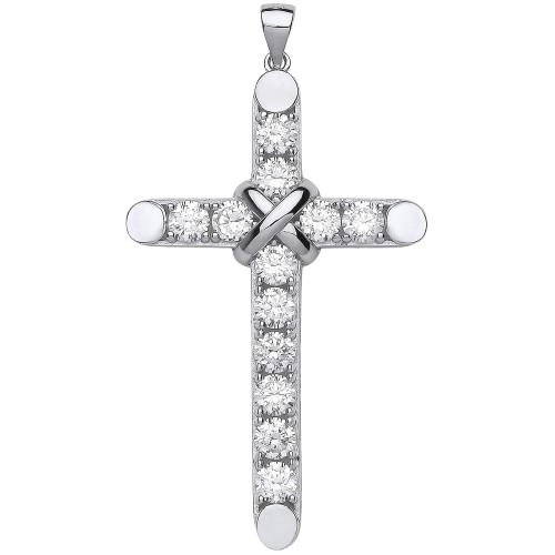 Large Silver Claw Set CZs Cross