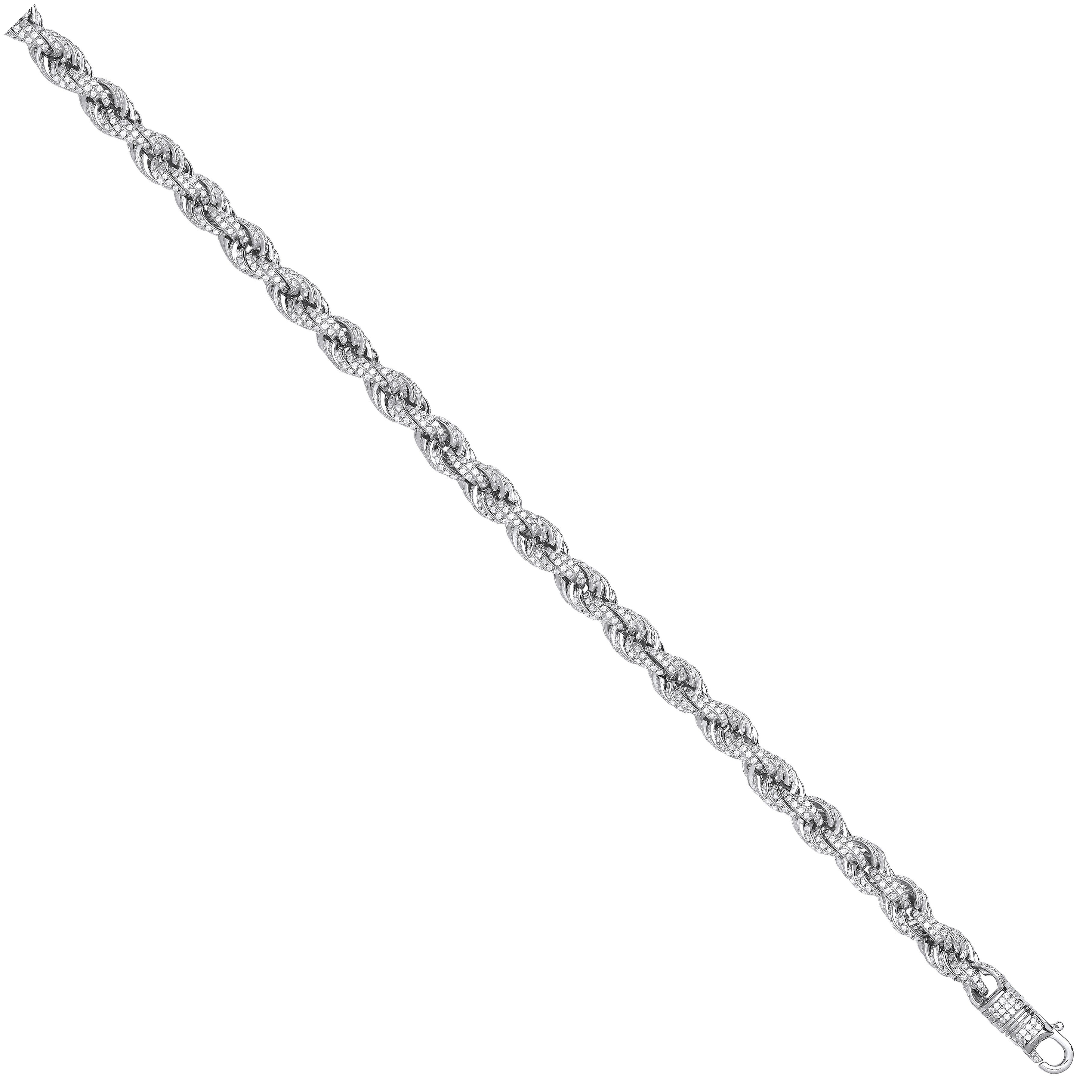 Silver Cz Rope Bracelet