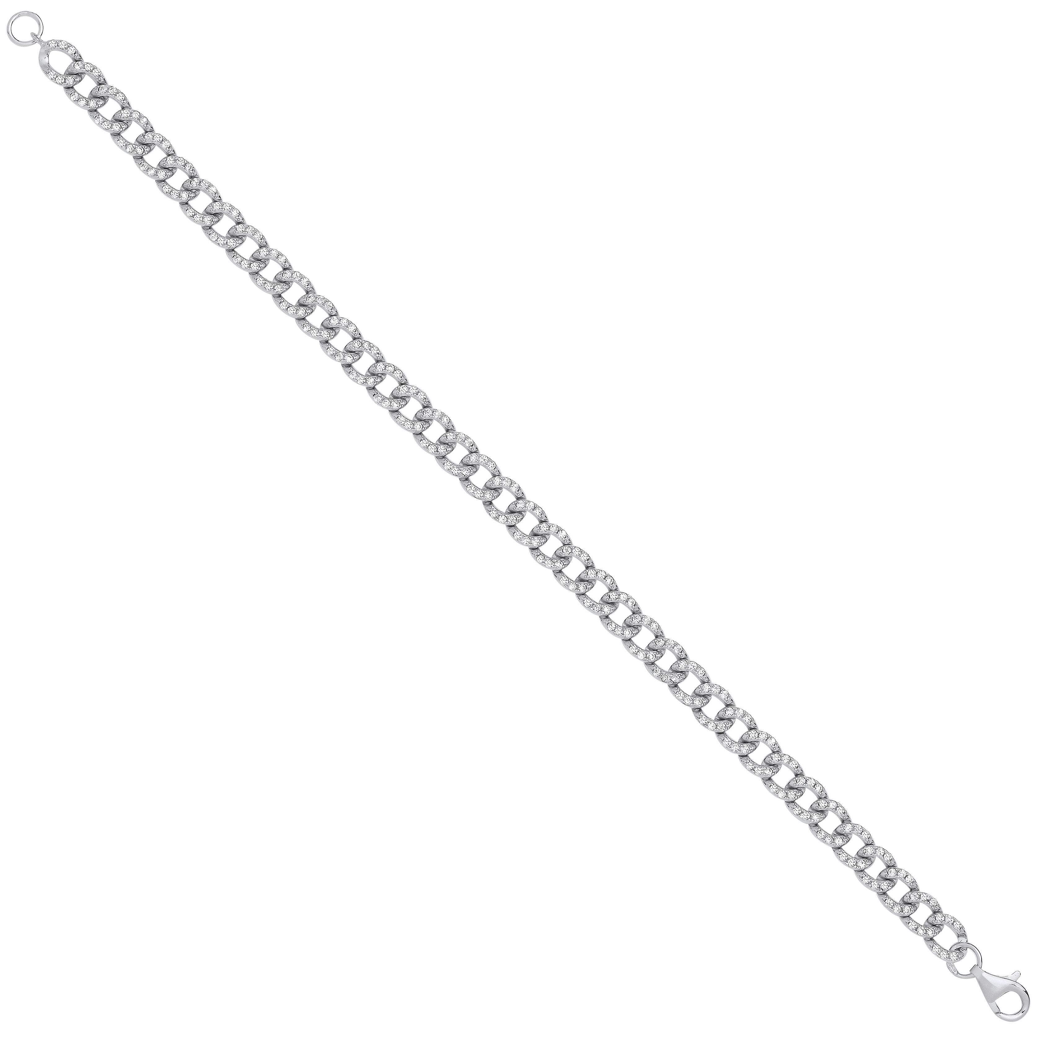 Silver CZ Curb Bracelet