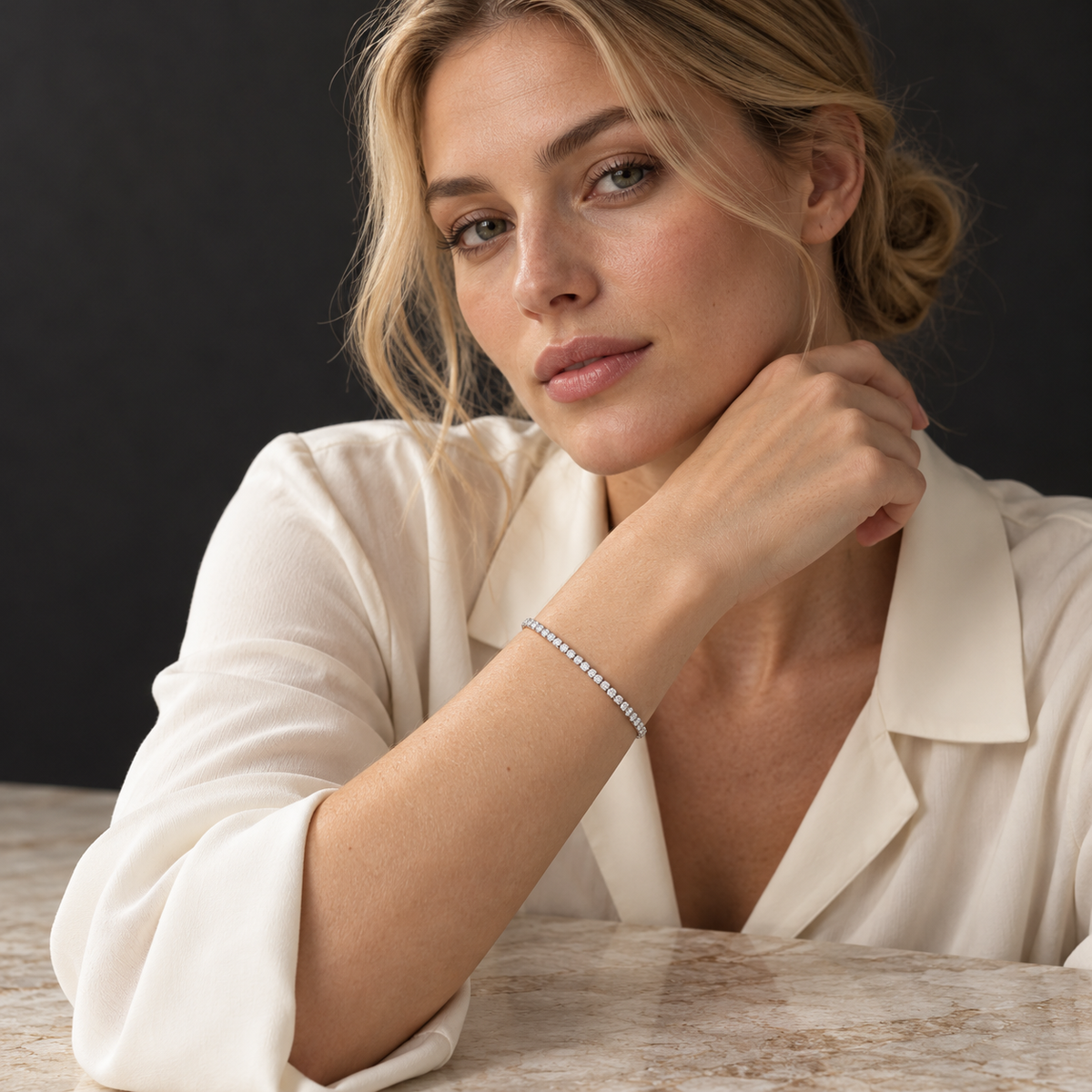 Tennis bracelet in 925 sterling silver and zirconium