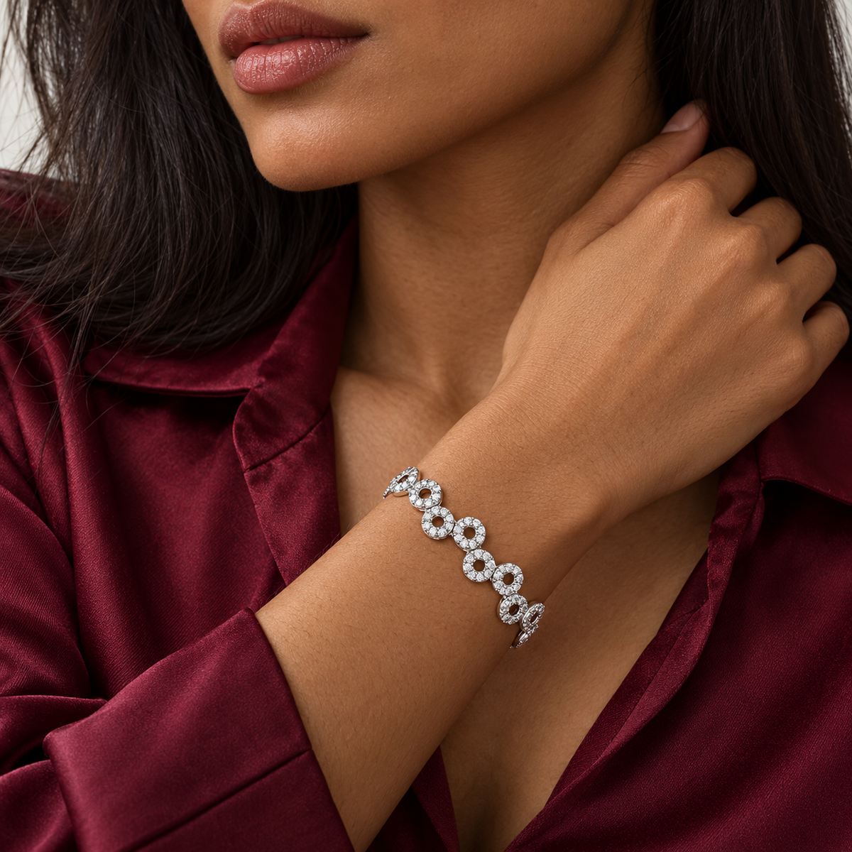 Zirconium oxide fancy bracelet — 925 sterling silver